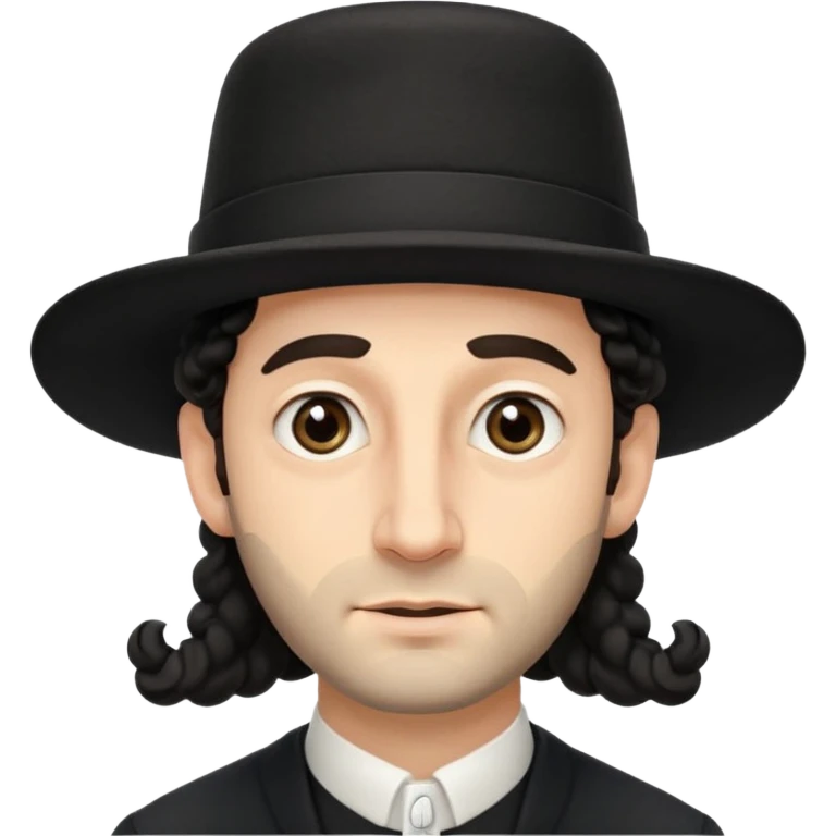 Jewish man with traditional hat and side curls, neutral expression, respectful and accurate representation, no exaggerated features emoji