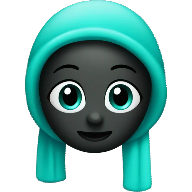 Turquoise and black emoji showing a free gift emoji
