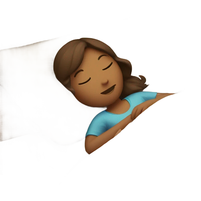 brown haired girl sleeping in bed emoji