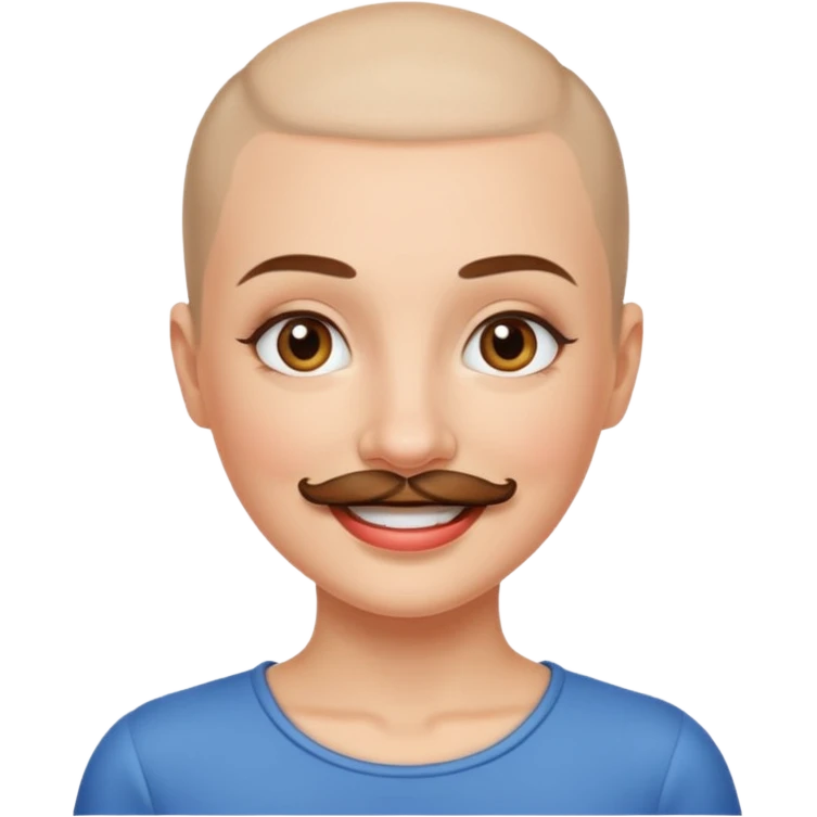 WOMEN BALD AND MUSTACHE emoji