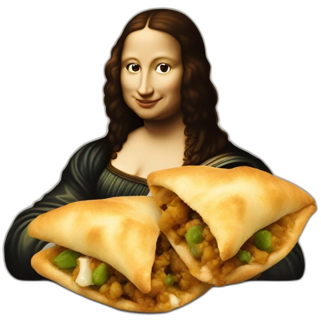 Mona Lisa eating samosa emoji