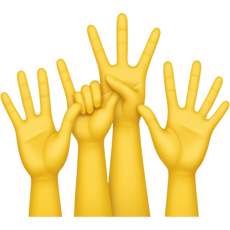 3 yellow hands in the middle about to say hurrah emoji