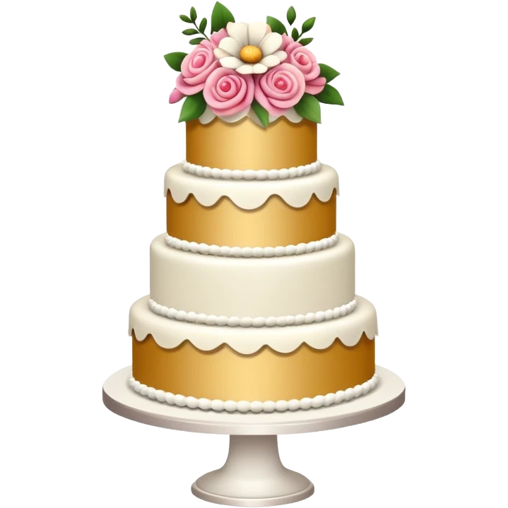 Wedding cake with tiers and flowers emoji