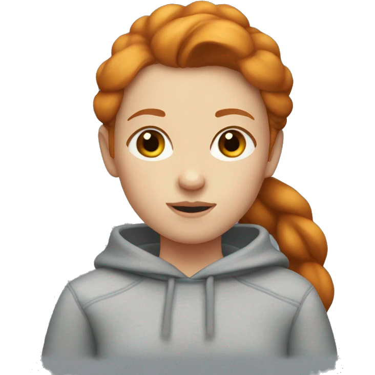 Ginger girl with a sweatshirt on brown eyes and a ponytail  emoji