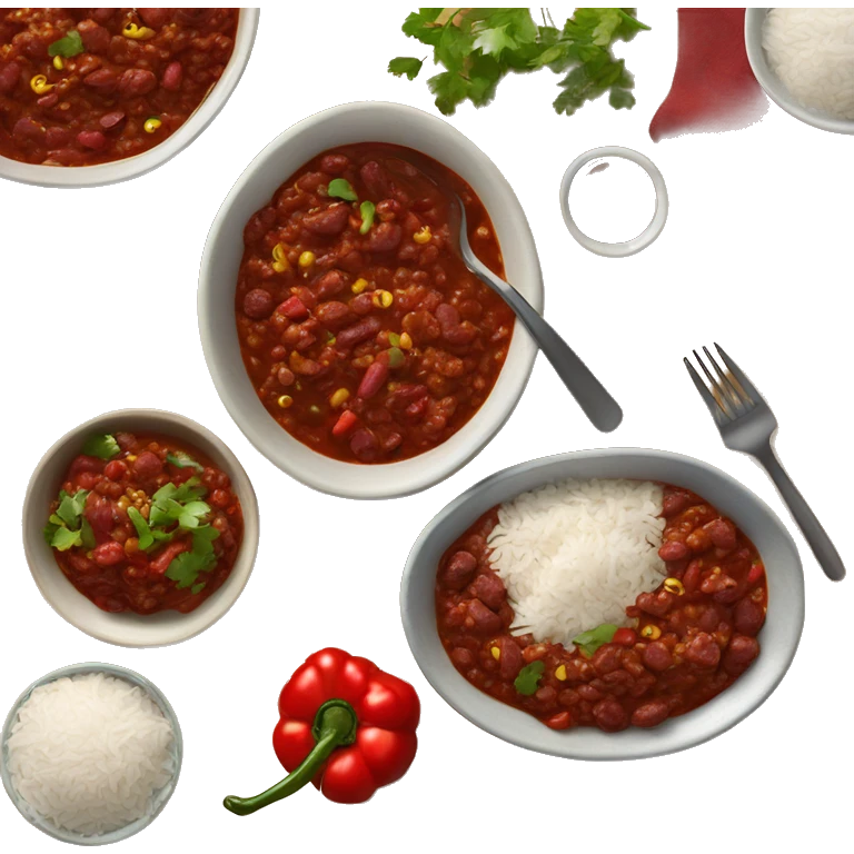 Bowl of chili con carne with rice on the side  emoji
