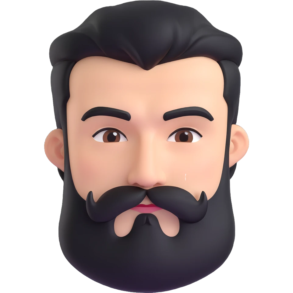 man with dark beard and extremely thick prominent eyebrows emoji