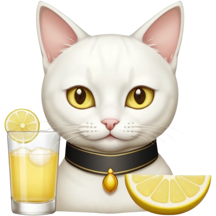 White Cat drinking tequila  With lemon and salt  emoji