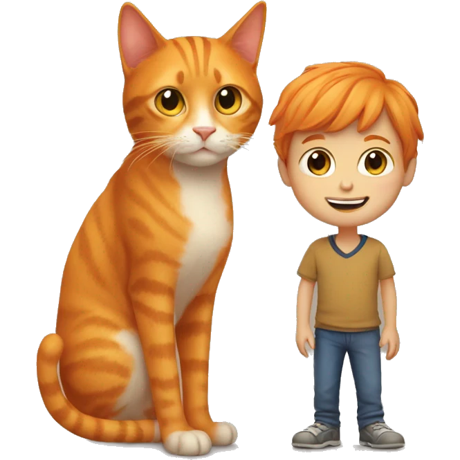 Orange cat and a boy emoji
