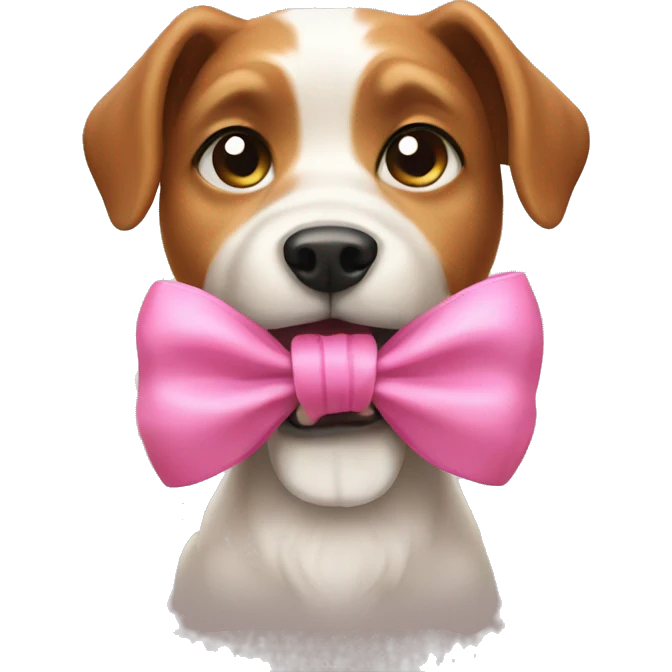 dog barking with pink bow emoji