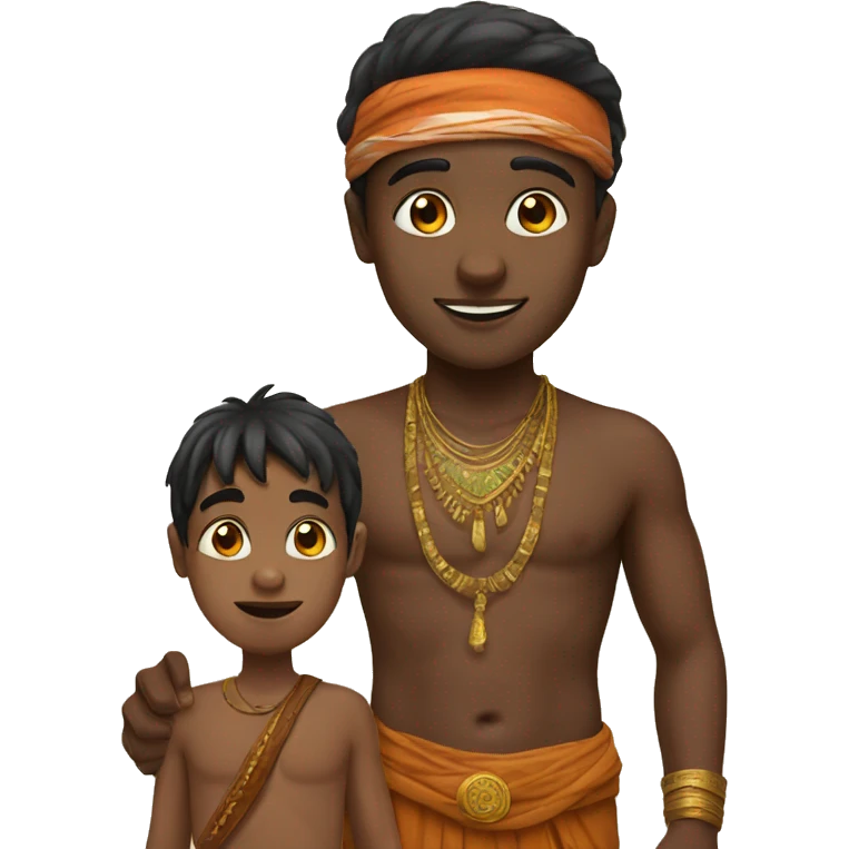 Indian boy with his african friend emoji