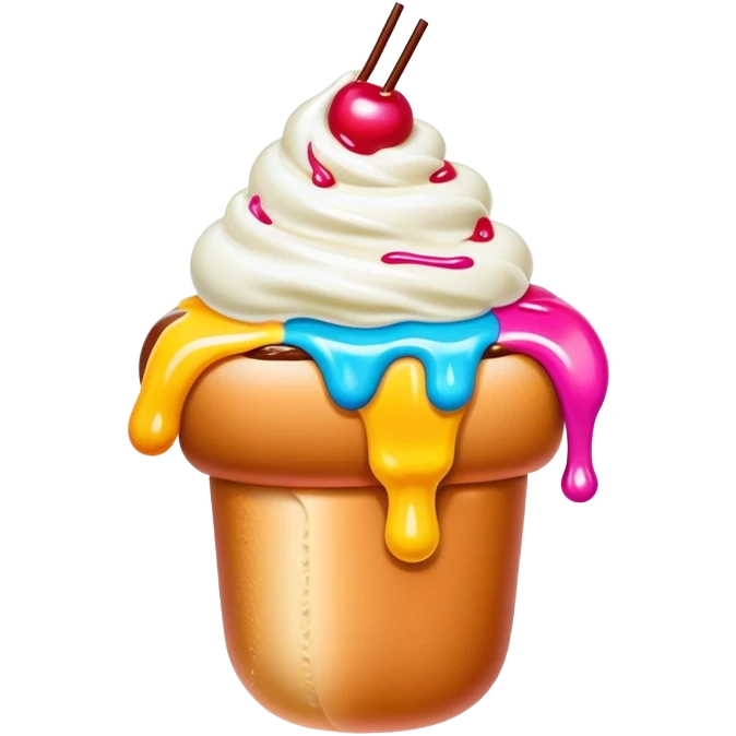Melted neon  ice cream hot dog sundae emoji