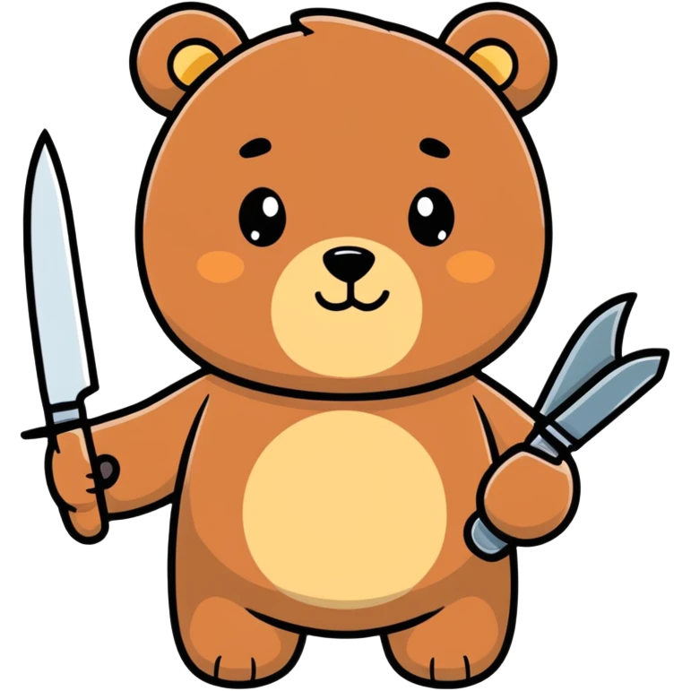 Cute bear with knife  emoji