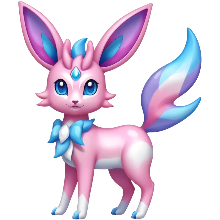 Shiny Exotic Colorful Ethereal Sparkly Sylveon-Amaura-Aurorus-Fakémon-hybrid-creature (full body)  emoji