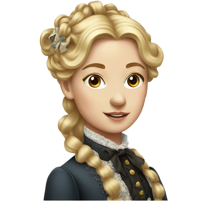 Wealthy Victorian girl with blonde hair weith ribbons very detailed and realistic emoji