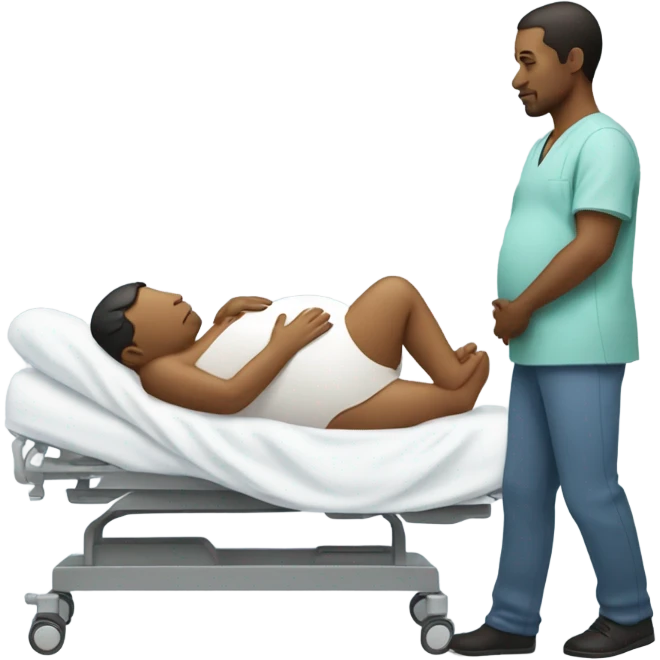 pregnant man giving birth to ... another pregnant man emoji
