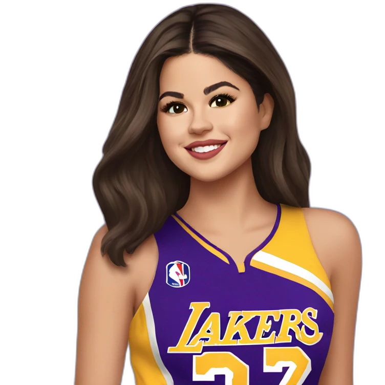 selena gomez wearing lakers jersey emoji