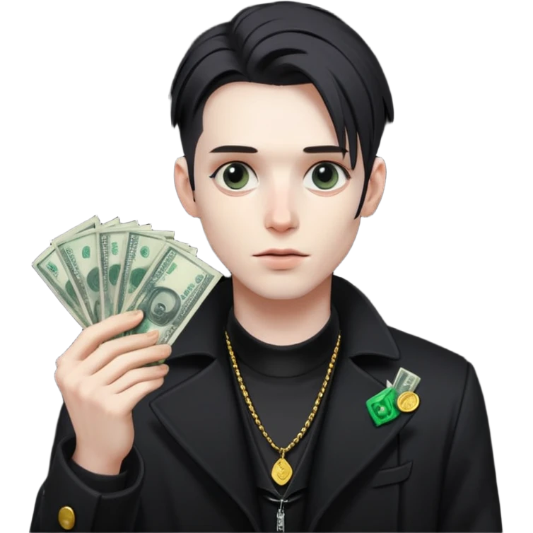 Cyber punk man holding money emoji