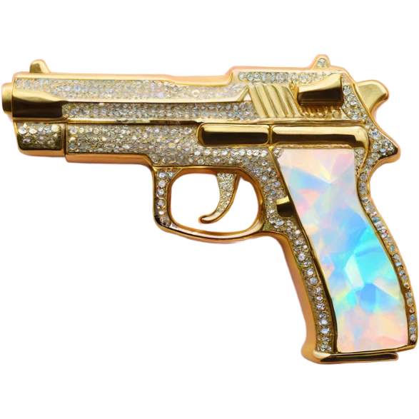 opal crystal rhinestone gold gun emoji