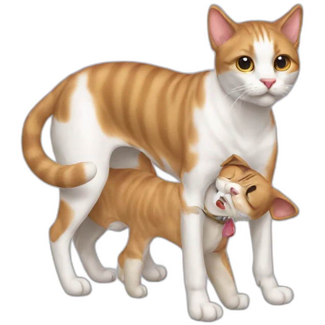 Cat on dog emoji
