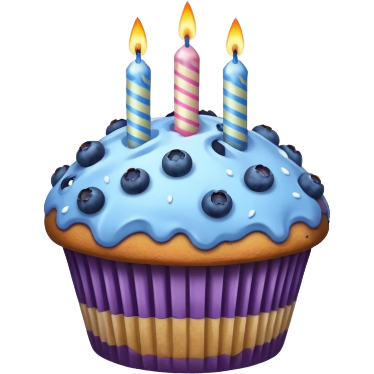 Blueberry Muffin celebrating birthday. Make sure it actually looks like a muffin with candles  emoji
