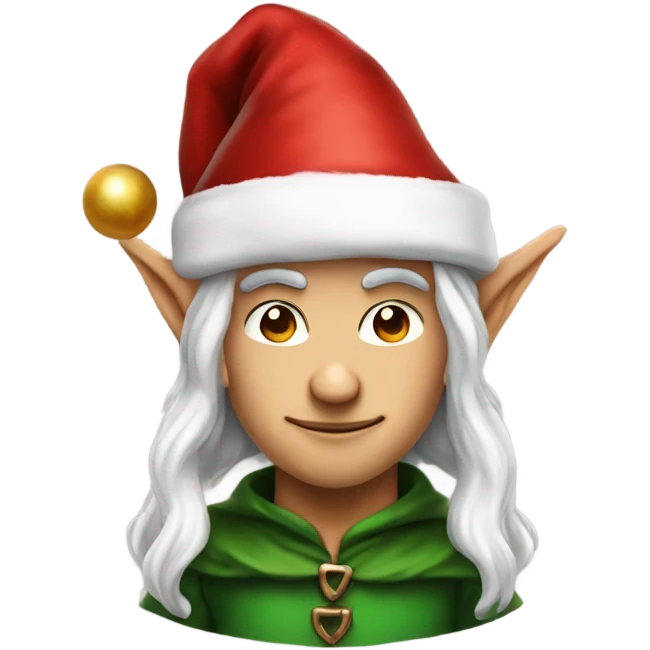 rogue male elf fantasy wearing santa hat emoji