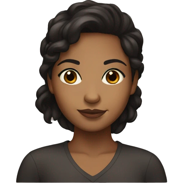 brown girl with light brown skin and black hair with brown eyes emoji
