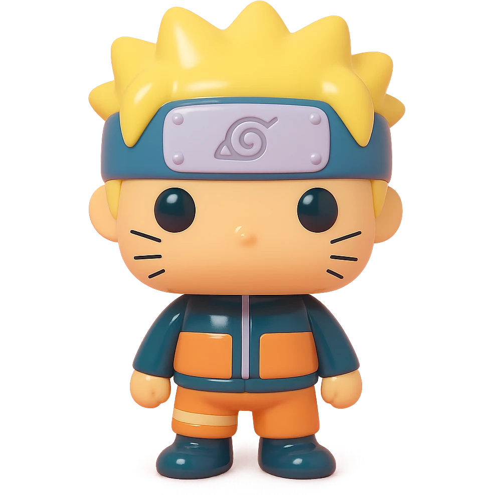 Naruto vinyl figure style with big head and glossy finish emoji