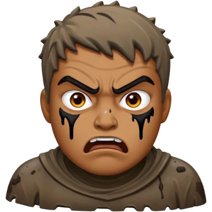 Rahjeed covered in dirty chunky mud angry emoji