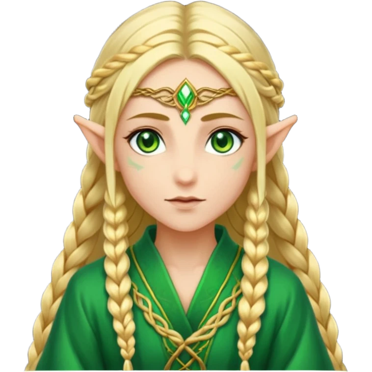 mystic elf, long golden braid, glowing runes on robe emoji