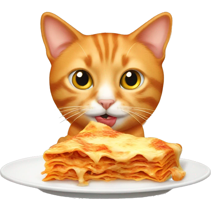 orange tabby cat eating lasagna emoji