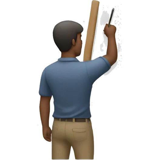 man teaching with stick and point at white board  emoji