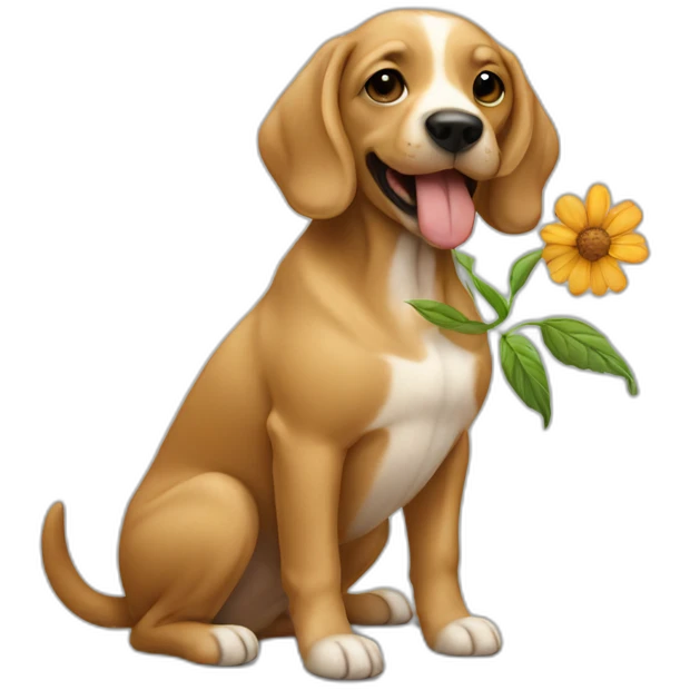 A dog smocking on a flower emoji