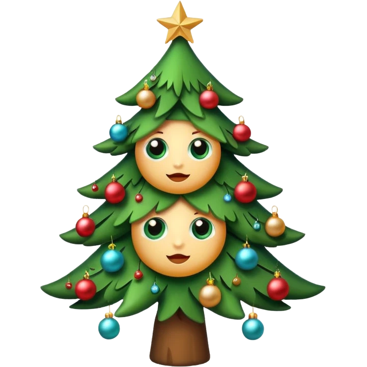 Christmas tree with cute eyes  emoji