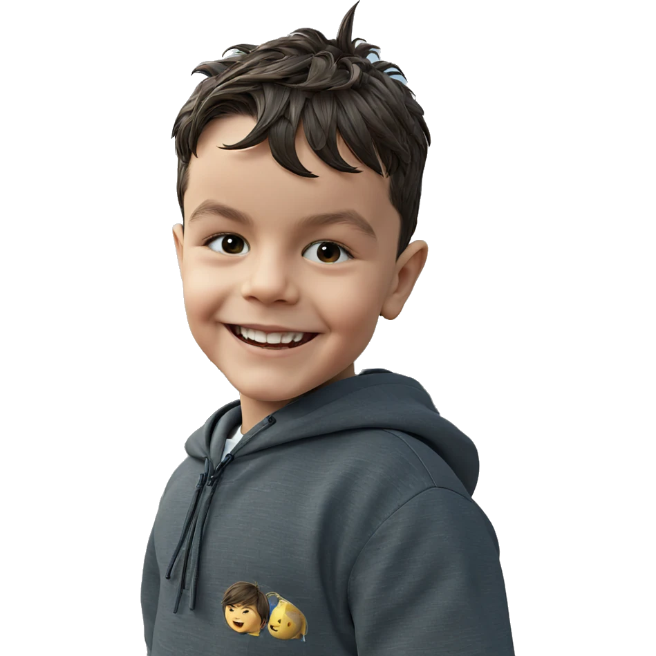 smiling boy outdoors under sky emoji