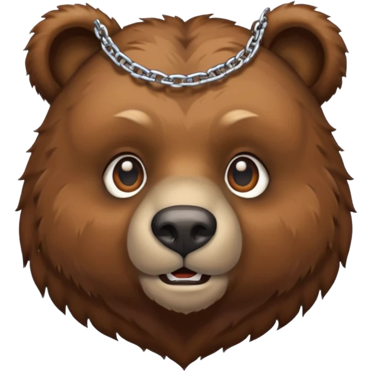 Сделай лицо медведя с цепью на шее emoji