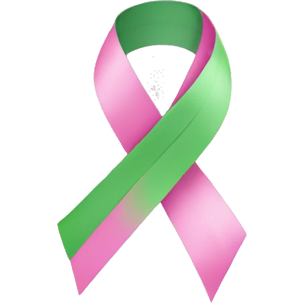 pink, purple and green ribbon emoji