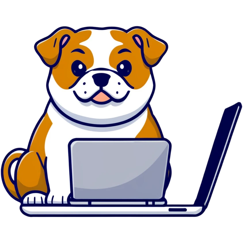English bulldog with a laptop emoji