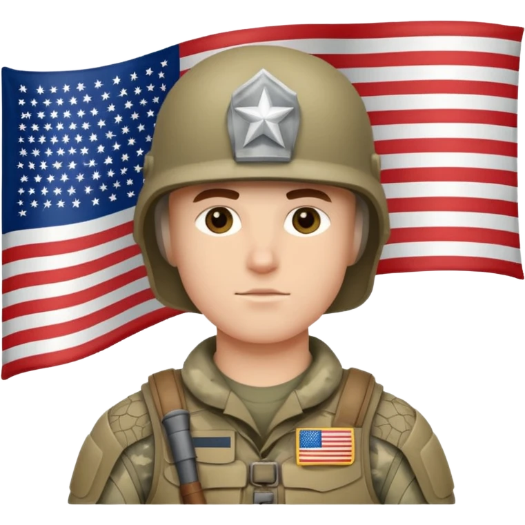 generate white full-armored american soldier with small usa flag on shoulder emoji