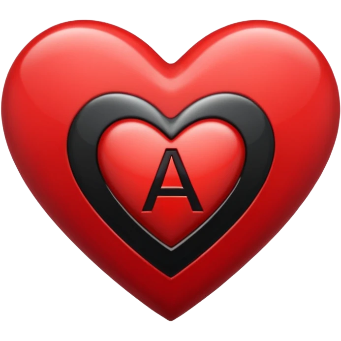 Make a red and black heart with an a in it emoji