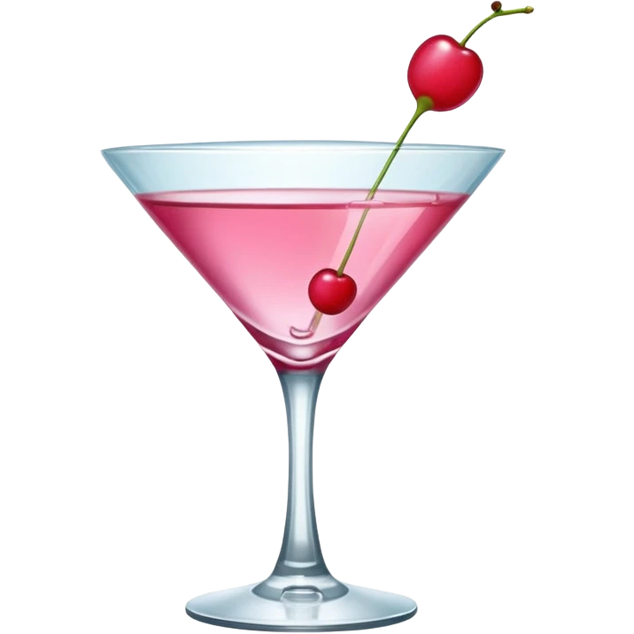 A pink martini in a V-shaped glass with a tiny cherry floating on top.
 emoji