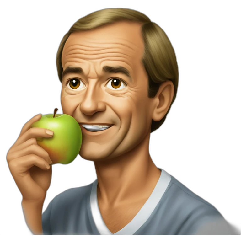 young jacque chirac eating apple emoji