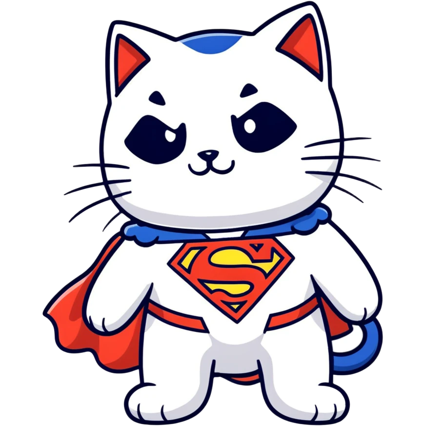 super man cat with black fur emoji