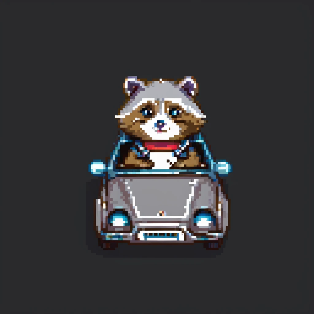 a raccoon driving a car emoji