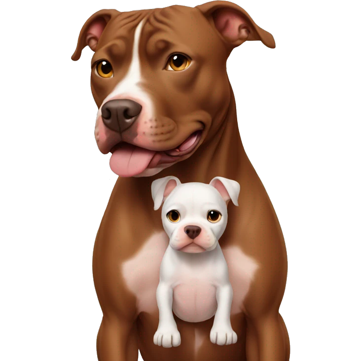 Brown pitbull with baby emoji