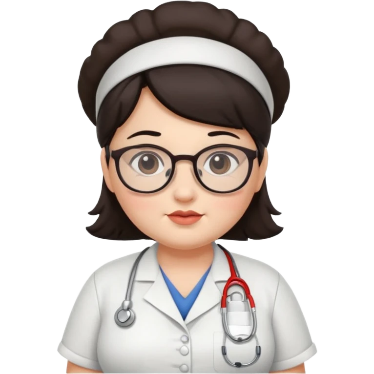 Chubby nurse with dark hair and glasses emoji