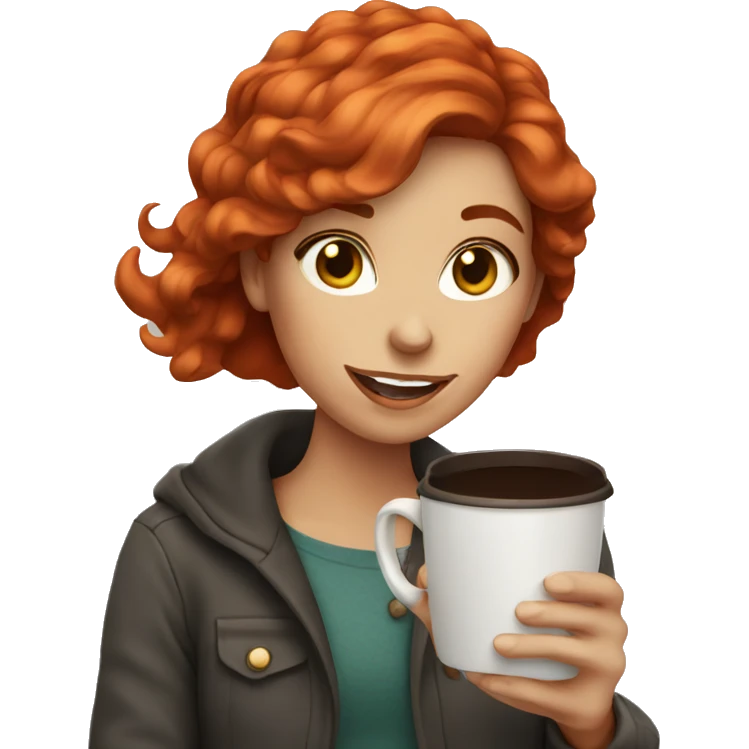 Red haired girl with coffee emoji