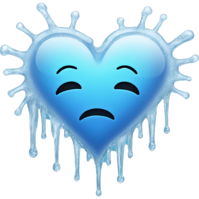 cold heart , blue heart with icicles dripping on the bottom emoji