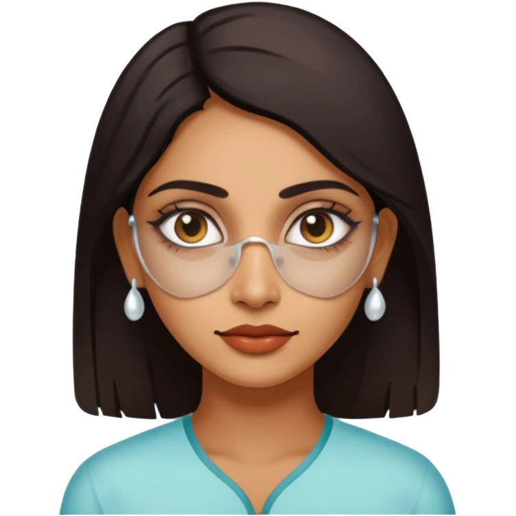 make an emoticon of a woman that has gel-like under eye patches of skincare of transparent color and make the woman slightly indian with only skintone and hair and no other such element and make the patches slightly bigger emoji