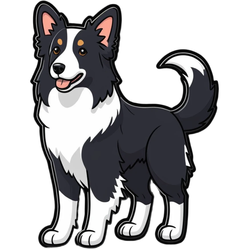 border collie, cartoonish sticker style emoji
