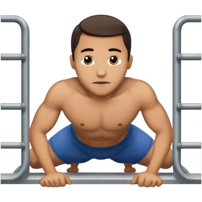 Prisoner doing pushups in jail cell front view emoji